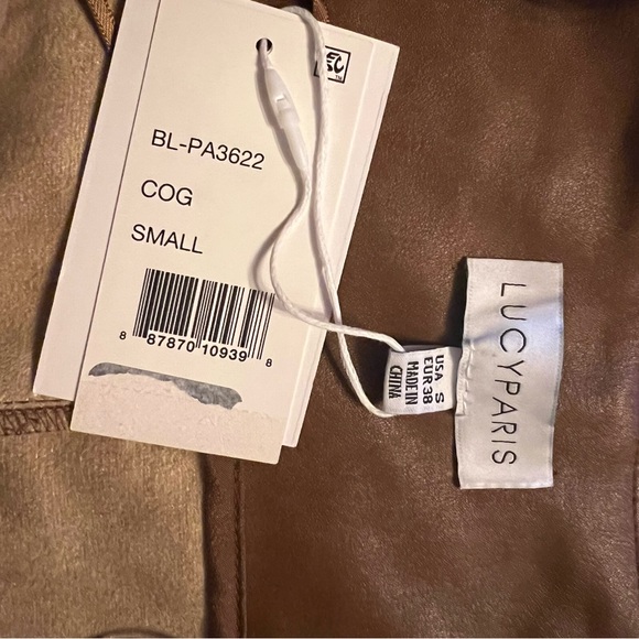 Lucy Paris Faux Leather Paperbag High Waist Ankle Pants Cognac NEW Small - Picture 7 of 7